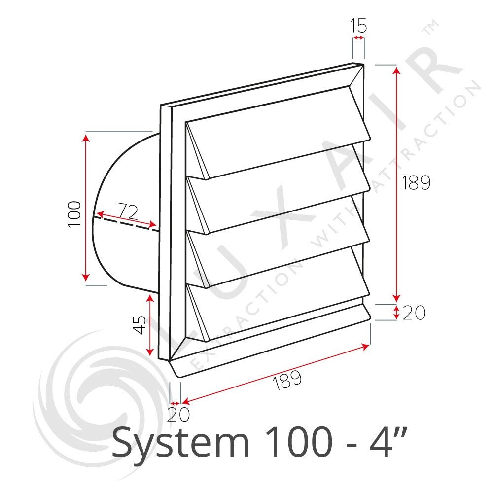 Louvred External Wall Vents - Various Colours - Luxair Cooker Hoods Limited