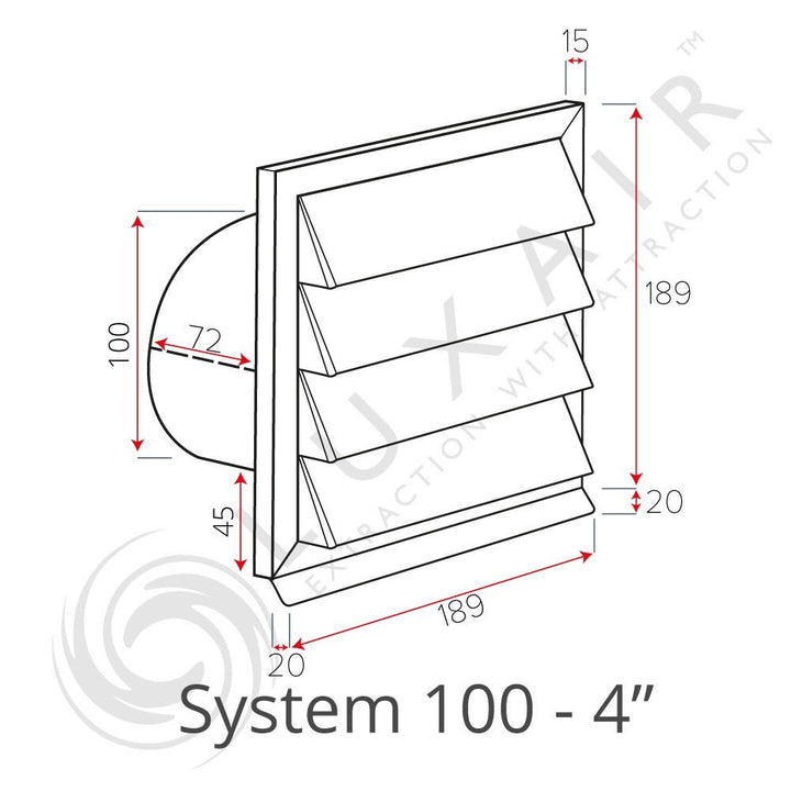 Louvred External Wall Vents - Various Colours - Luxair Cooker Hoods Limited