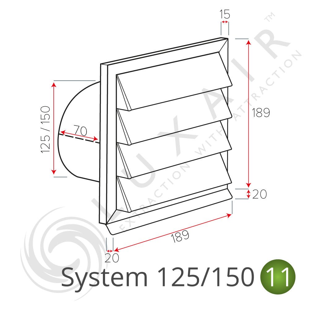 Louvred External Wall Vents - Various Colours - Luxair Cooker Hoods Limited