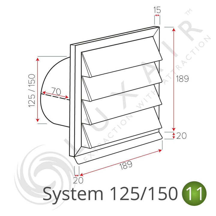 Louvred External Wall Vents - Various Colours - Luxair Cooker Hoods Limited
