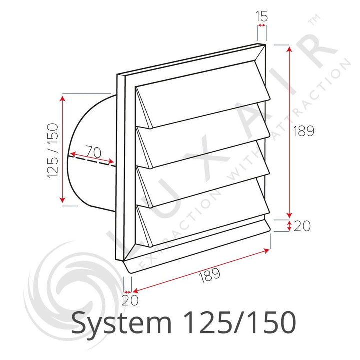 Louvred External Wall Vents - Various Colours - Luxair Cooker Hoods Limited