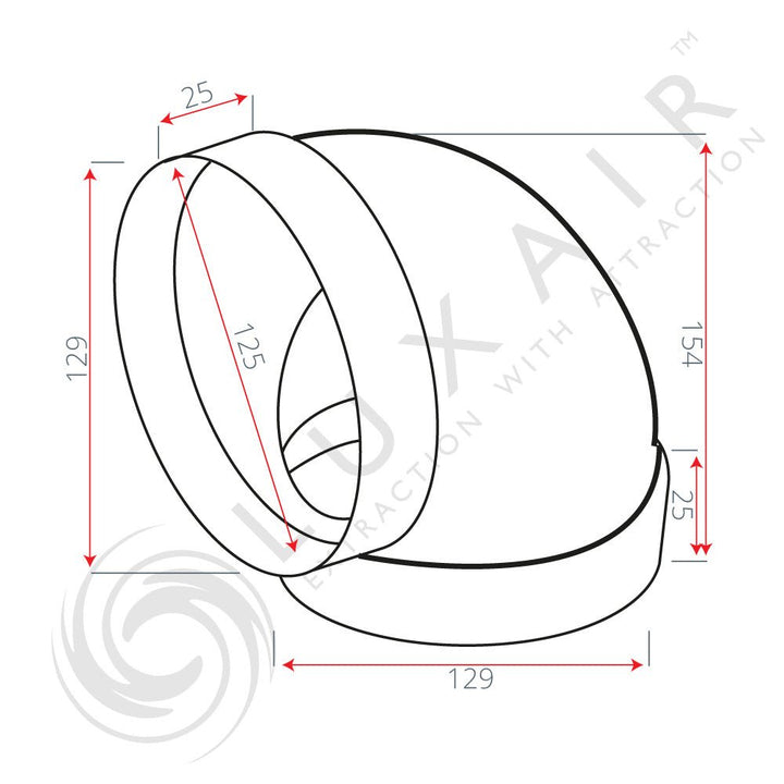 125mm (5") 90° Round Ducting Pipe Elbow - Luxair Cooker Hoods Limited