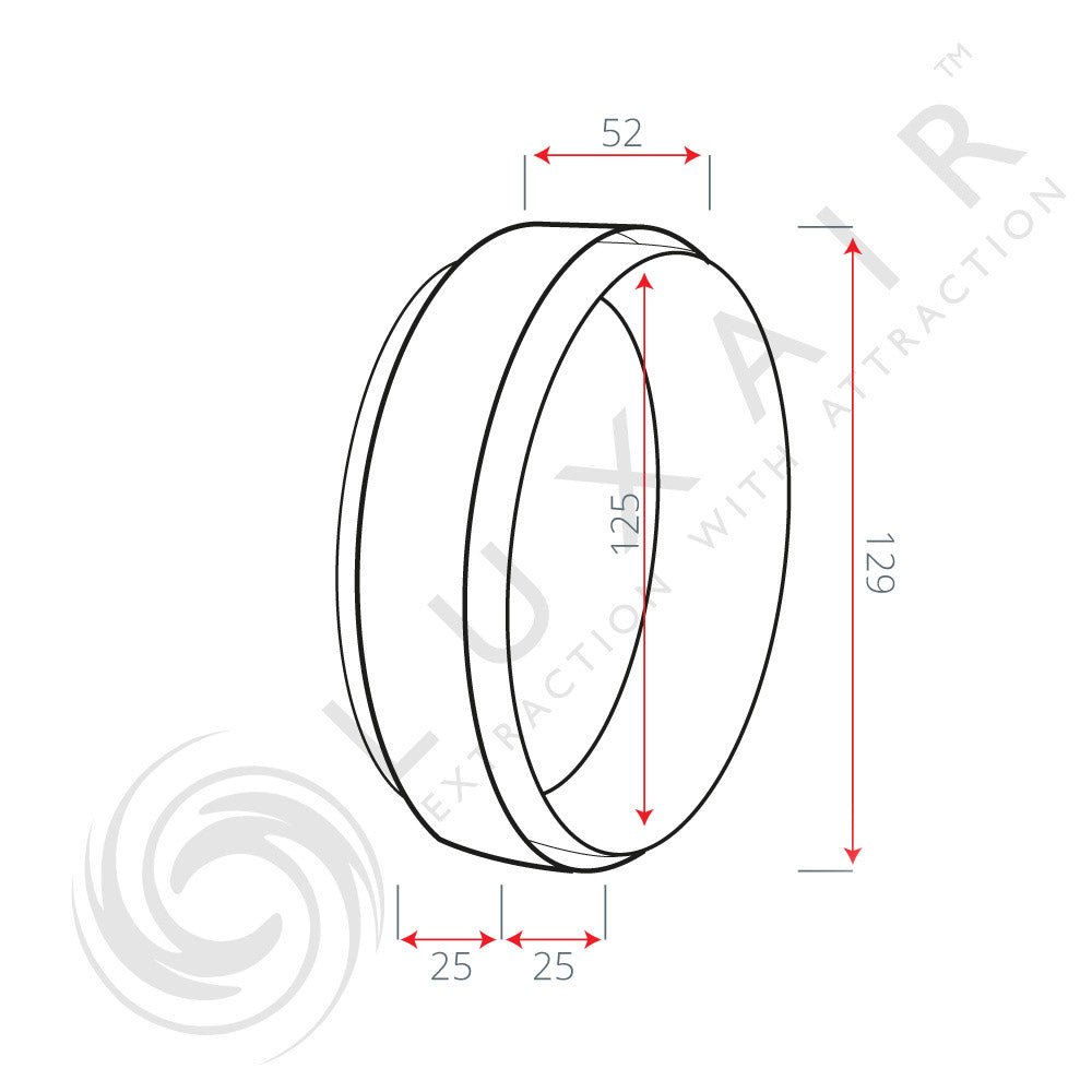 125mm (5") Round To Round Pipe Connector Collar - Luxair Cooker Hoods Limited