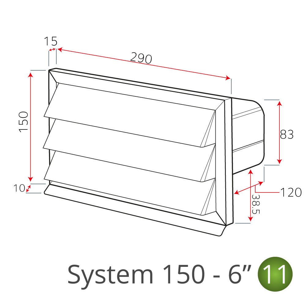 Stainless Steel Vented Outside Wall Grille 220mm x 90mm - Luxair Cooker Hoods Limited