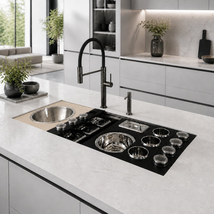 120cm - 150cm Happy Hour Chef Station Sinks - Luxair Cooker Hoods Limited