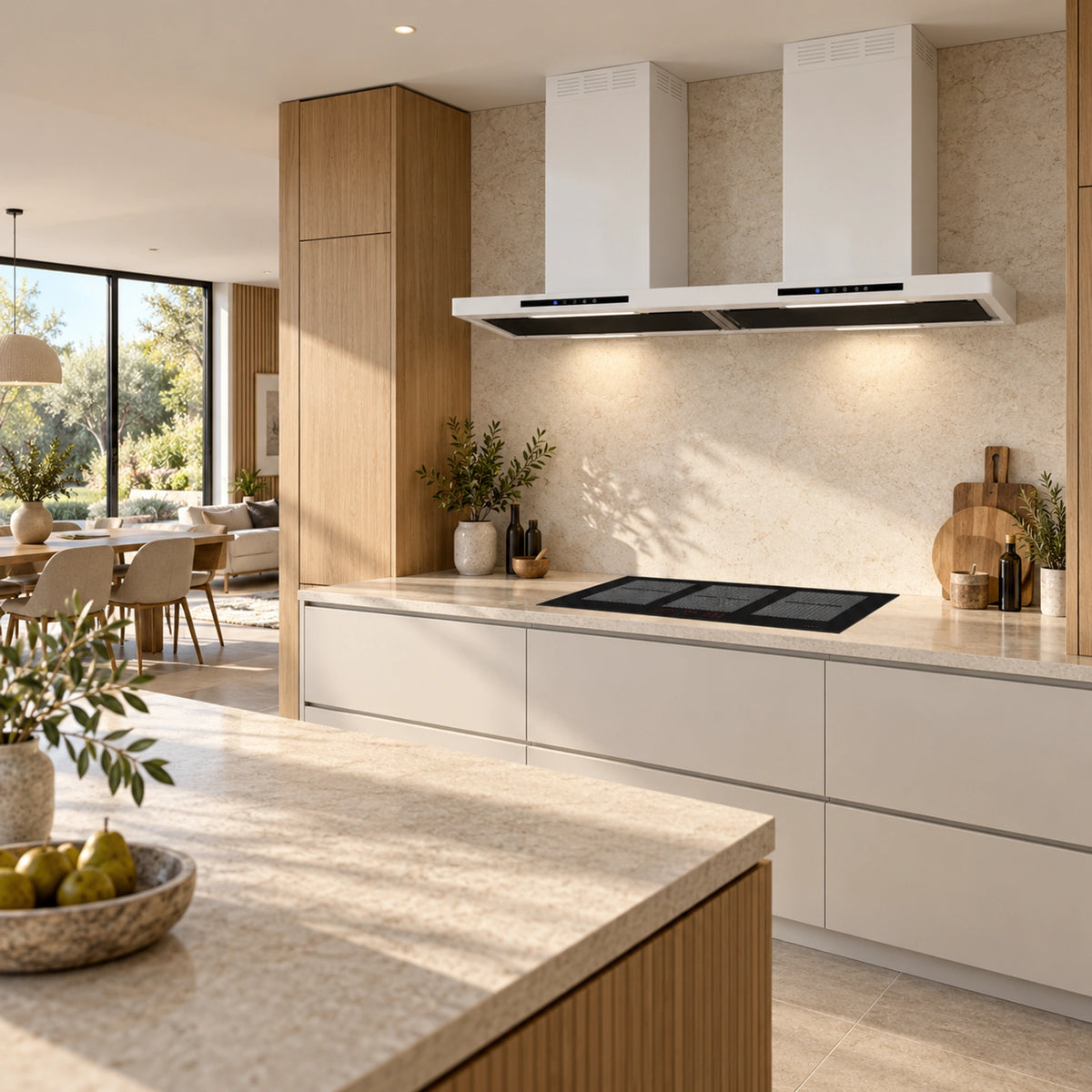 Twin-chimney Luxair Linea wall-mounted extractor in a white finish.