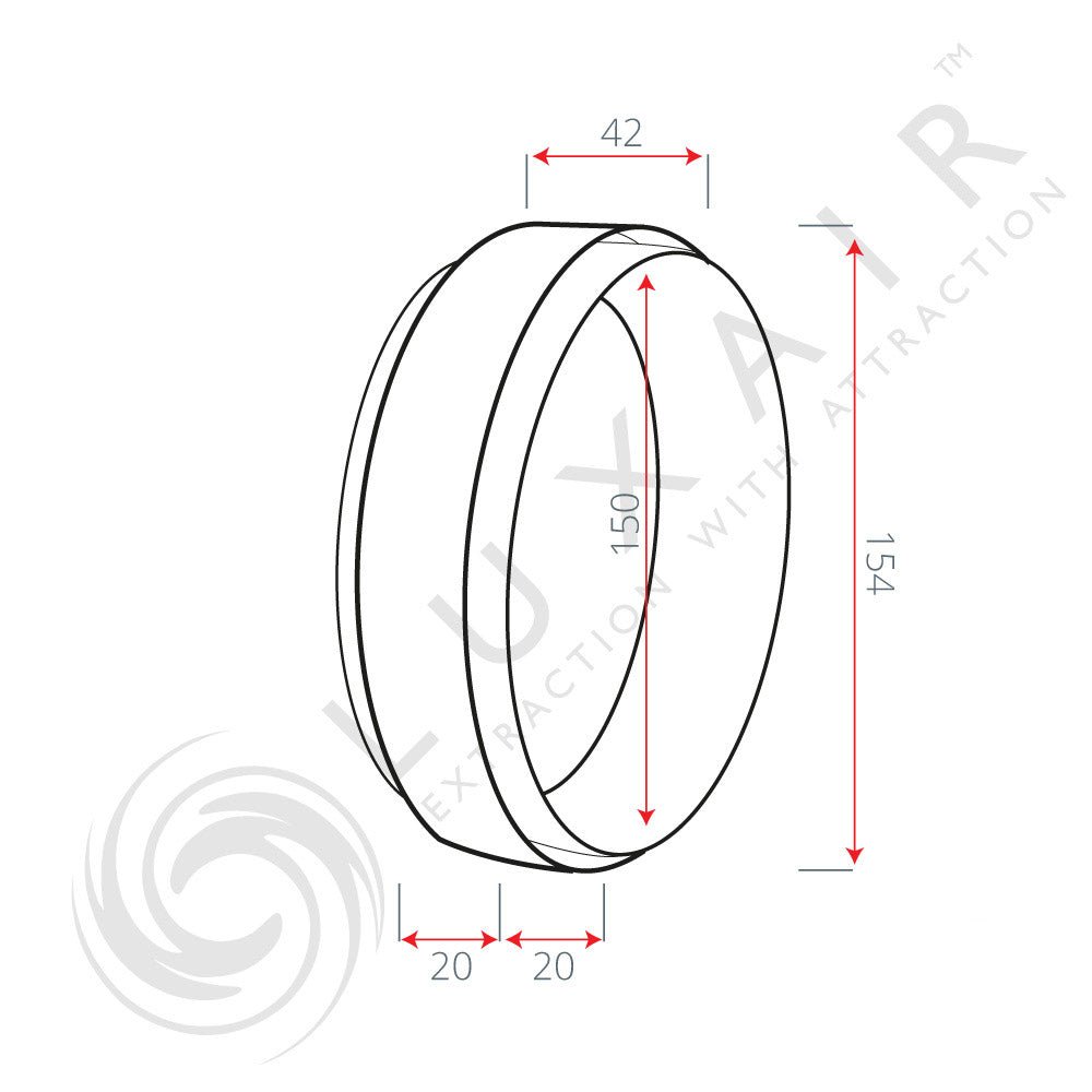 150mm (6") Round To Round Pipe Connector Collar - Luxair Cooker Hoods Limited