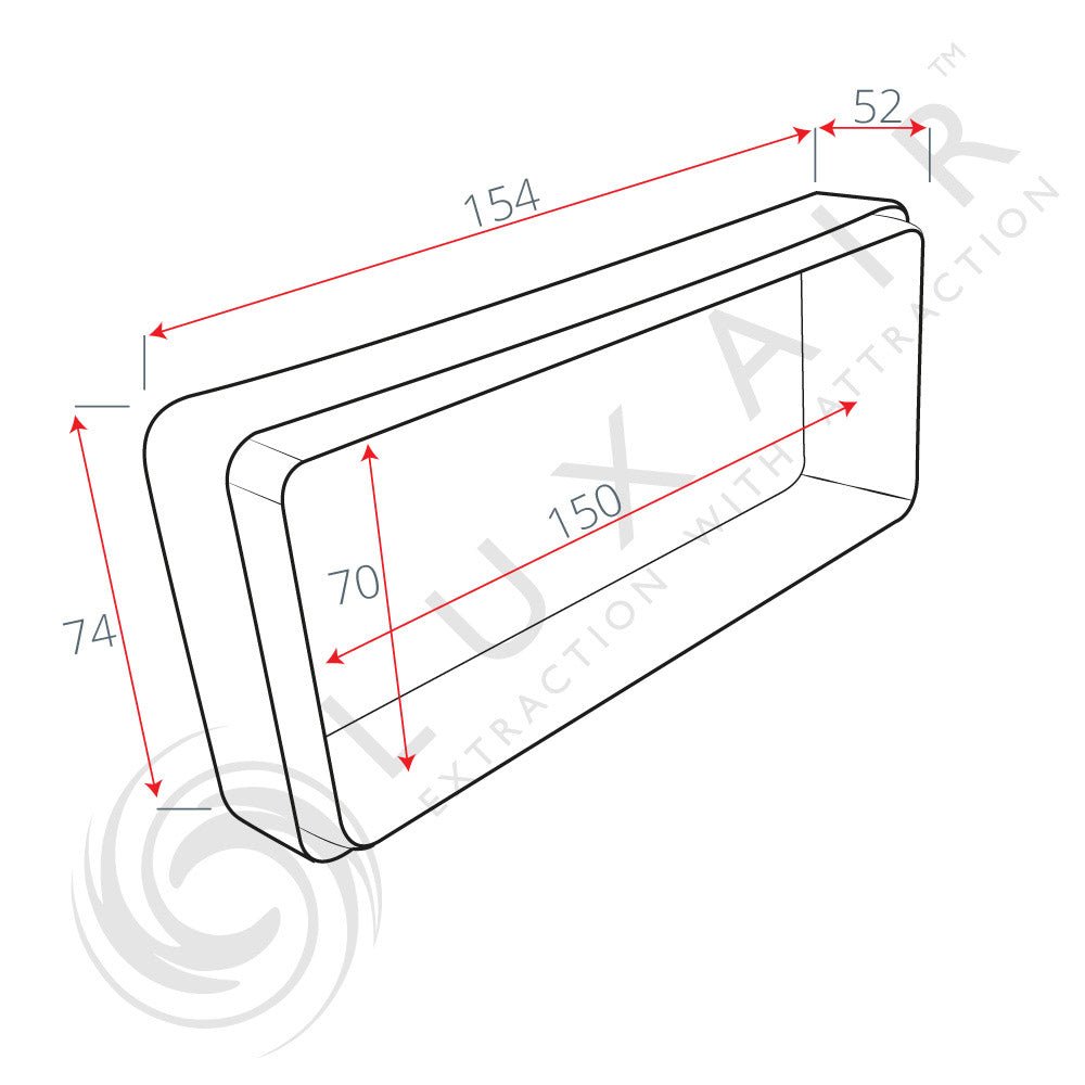 125mm (5") Rectangular Flat Pipe Connector - Luxair Cooker Hoods Limited