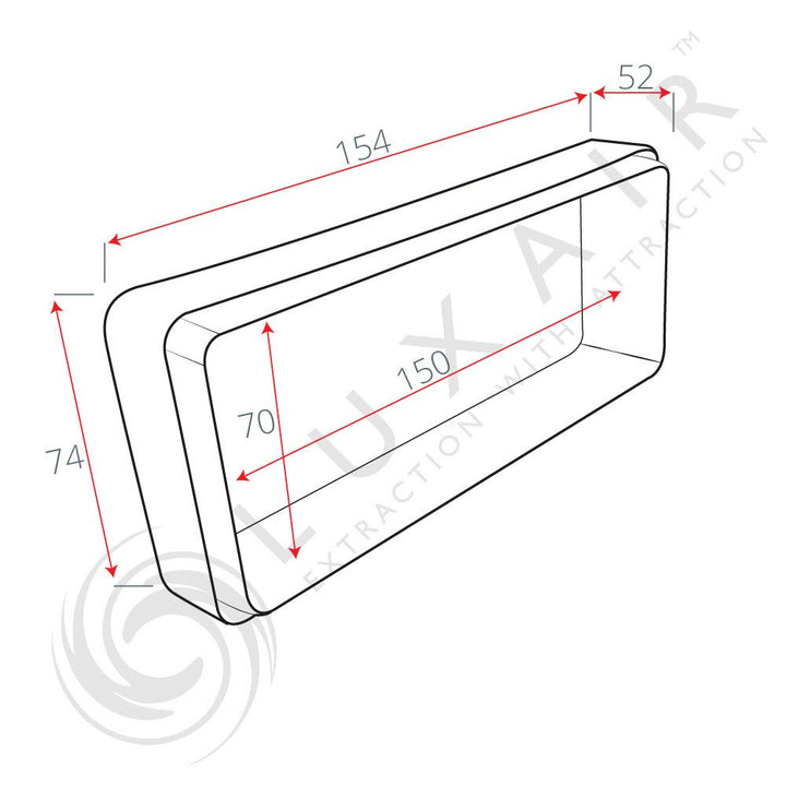125mm (5") Rectangular Flat Pipe Connector - Luxair Cooker Hoods Limited