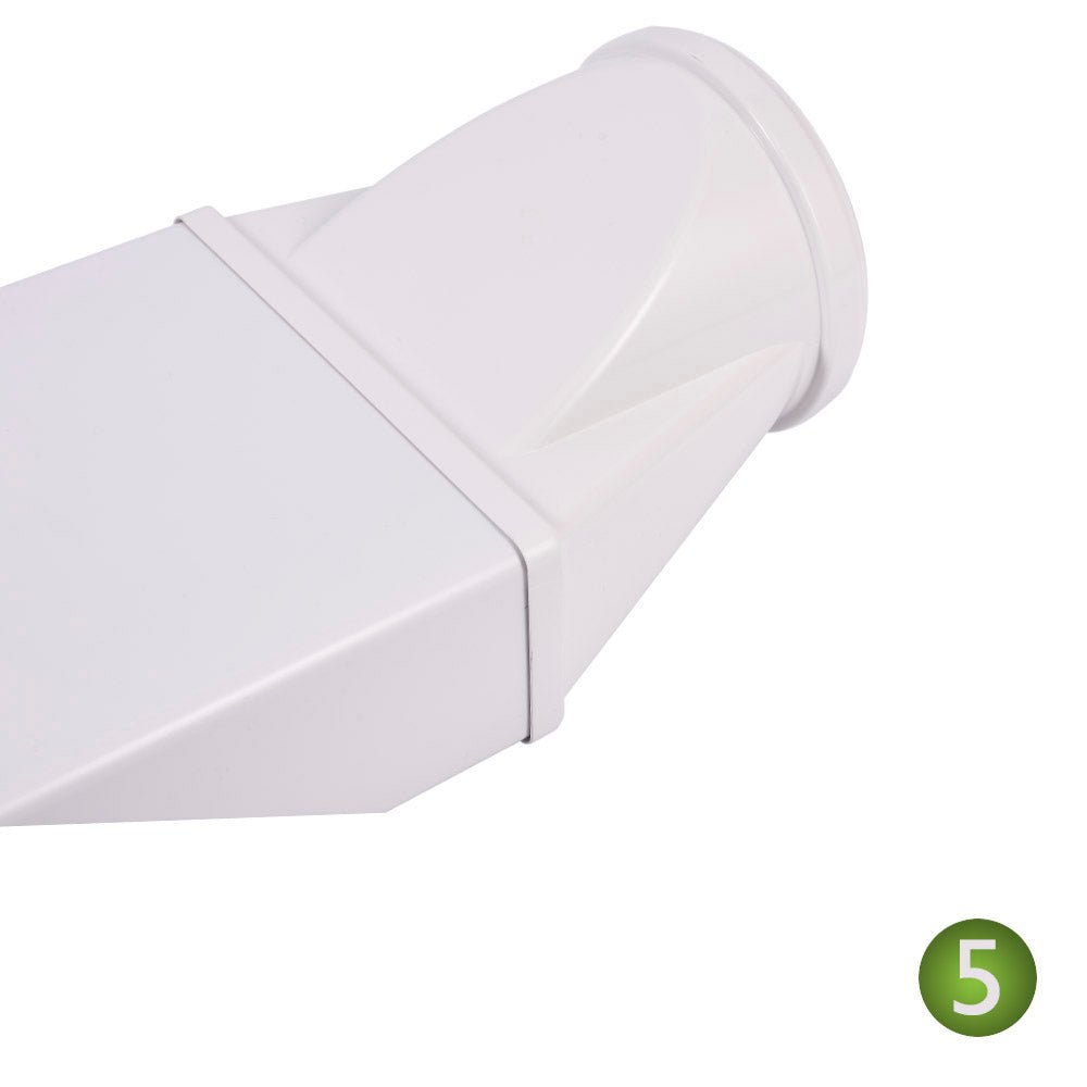 Round To Flat 220mm x 90mm Horizontal Connector - Luxair Cooker Hoods Limited
