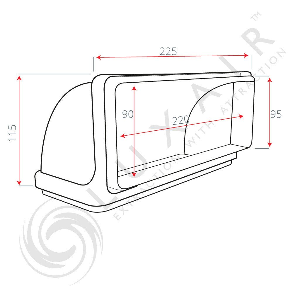 220mm x 90mm (6") 90° Vertical Ducting Elbow - Luxair Cooker Hoods Limited