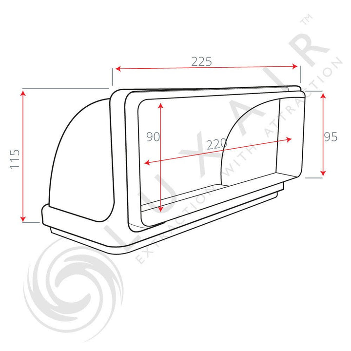 220mm x 90mm (6") 90° Vertical Ducting Elbow - Luxair Cooker Hoods Limited