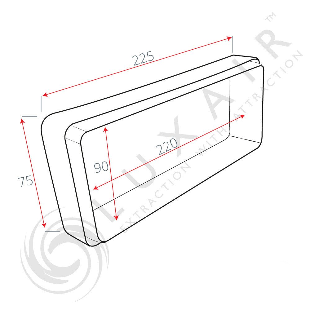 220mm x 90mm (6") Flat Pipe Connector - Luxair Cooker Hoods Limited
