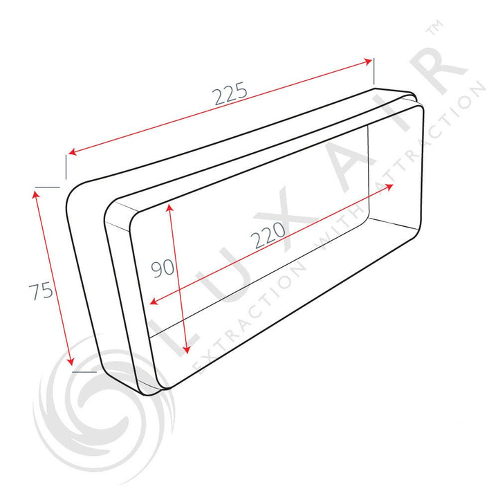 220mm x 90mm (6") Flat Pipe Connector - Luxair Cooker Hoods Limited