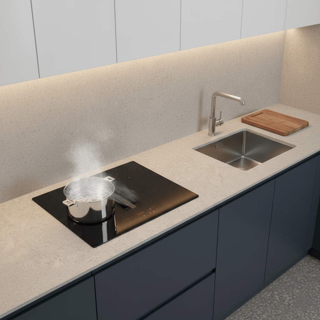 Arcus - 60cm Vented Induction Hob With Built In Extractor - Luxair Cooker Hoods Limited