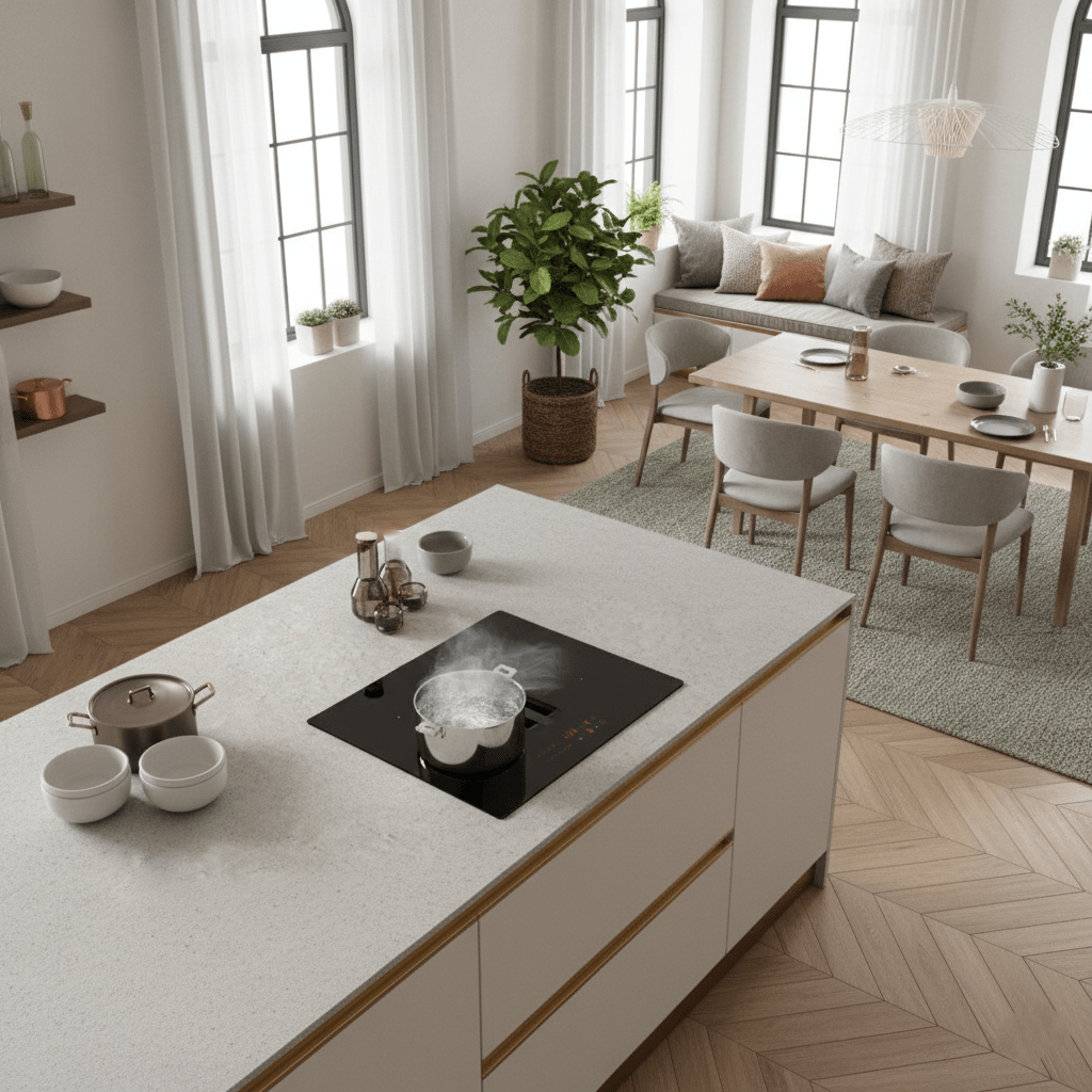 Arcus - 60cm Vented Induction Hob With Built In Extractor - Luxair Cooker Hoods Limited