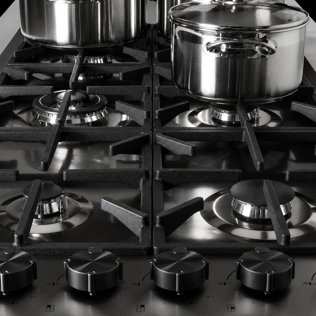 Milano Lusso 115cm 6 Burner Gas Hob - Stainless Steel, Gold, Copper or Gun Metal