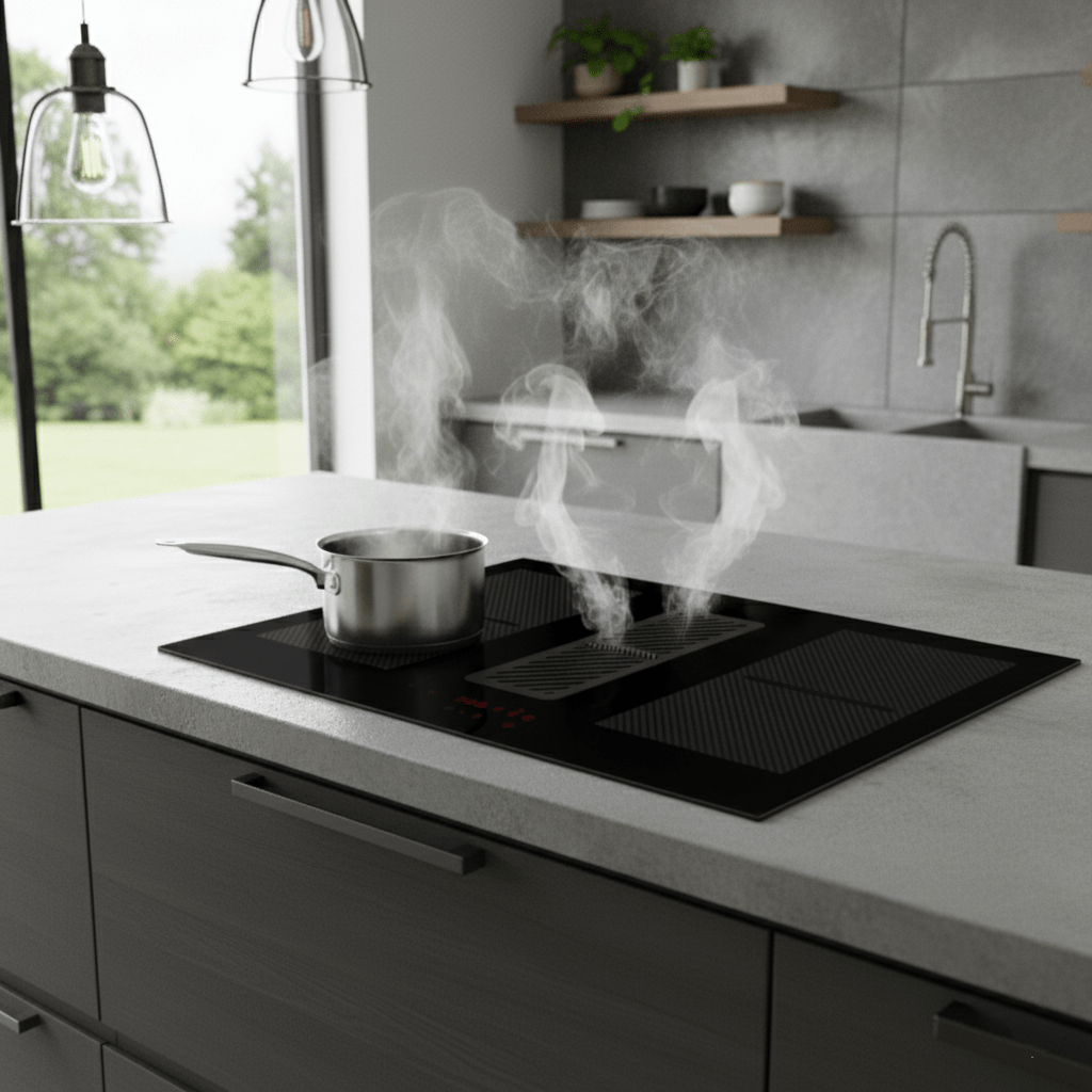 Arcus - 78cm Vented Induction Hob With Built In Extractor - Luxair Cooker Hoods Limited