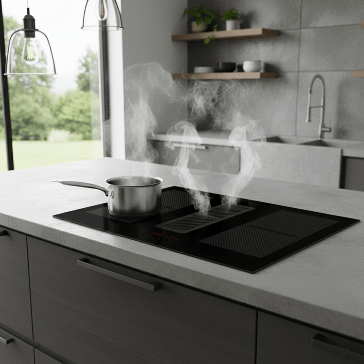 Arcus - 78cm Vented Induction Hob With Built In Extractor - Luxair Cooker Hoods Limited
