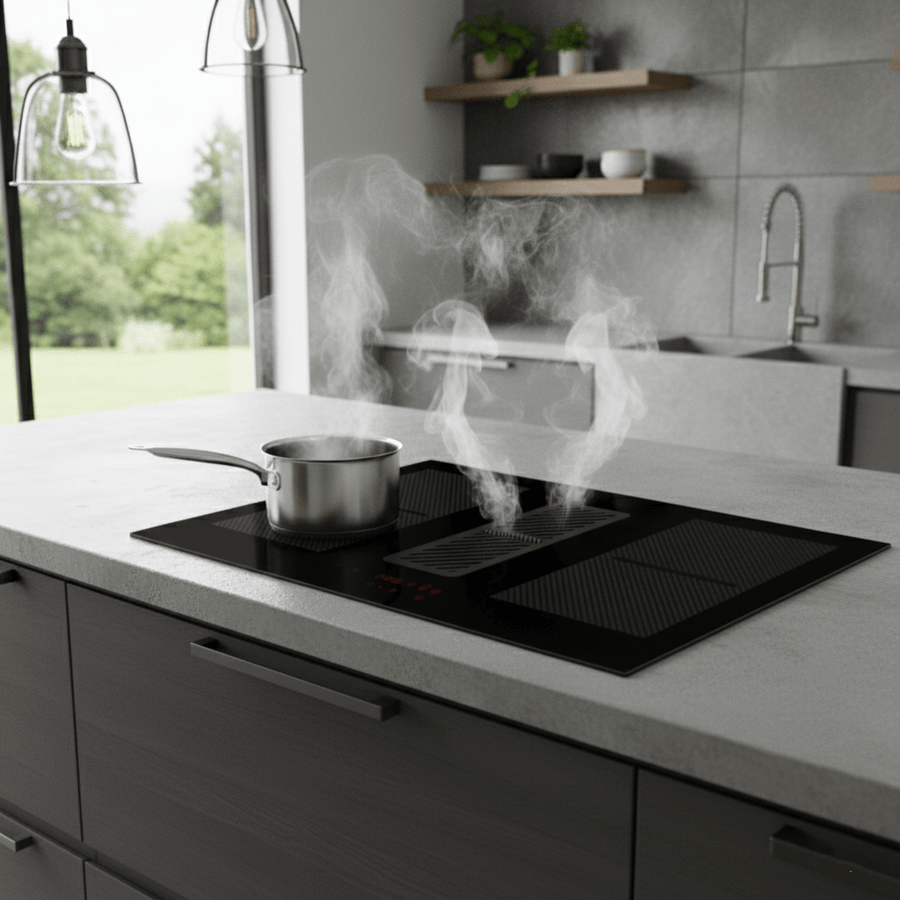 Arcus - 78cm Vented Induction Hob With Built In Extractor - Luxair Cooker Hoods Limited
