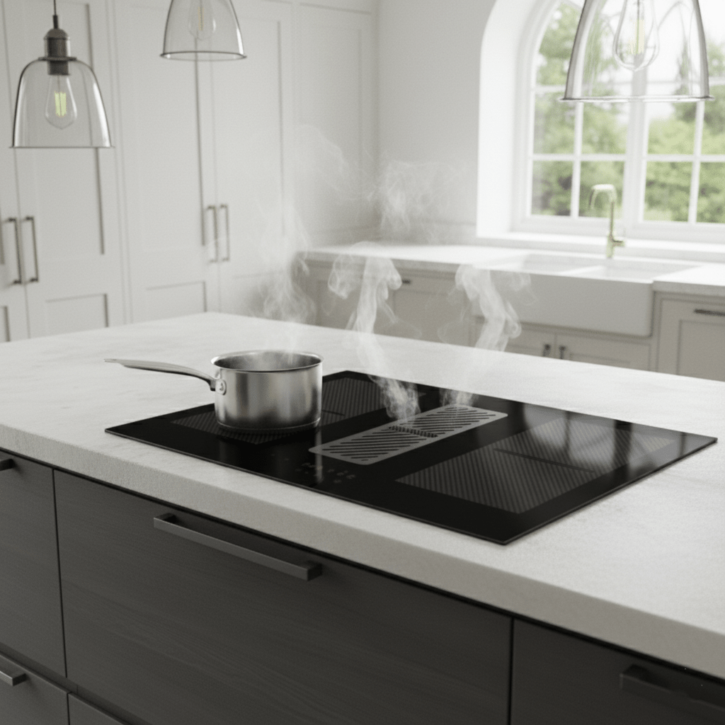 Arcus - 78cm Vented Induction Hob With Built In Extractor - Luxair Cooker Hoods Limited