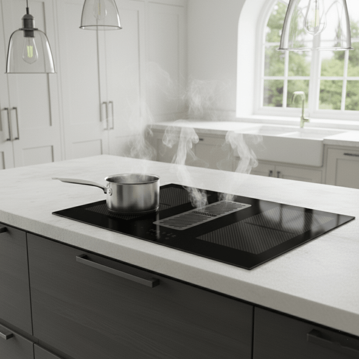 Arcus - 78cm Vented Induction Hob With Built In Extractor - Luxair Cooker Hoods Limited