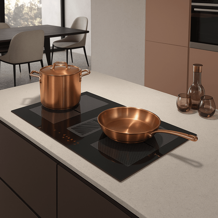 Arcus - 78cm Vented Induction Hob With Built In Extractor - Luxair Cooker Hoods Limited