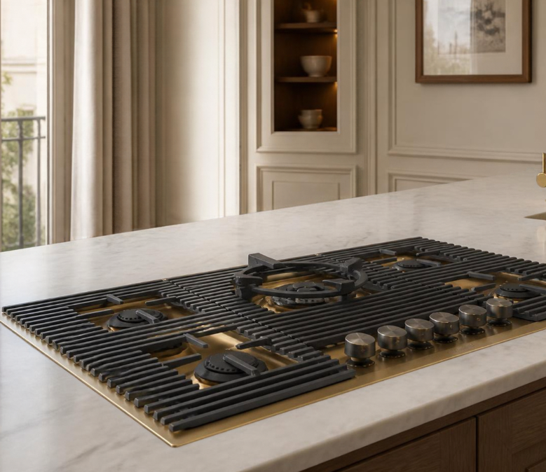 Gold PVD Finish 5 burner - Cast iron Grids