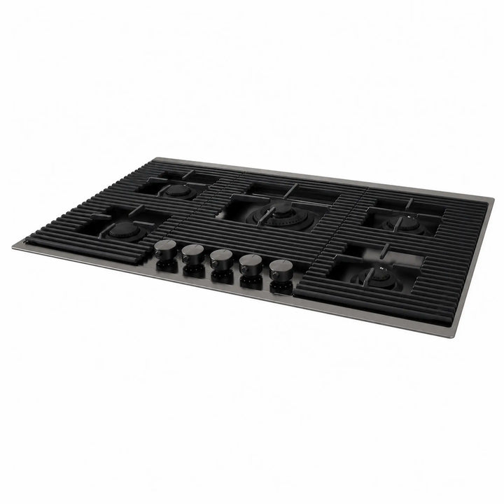 top mounted range hob with 5 burners including a 4kw wok burner gun metal finish