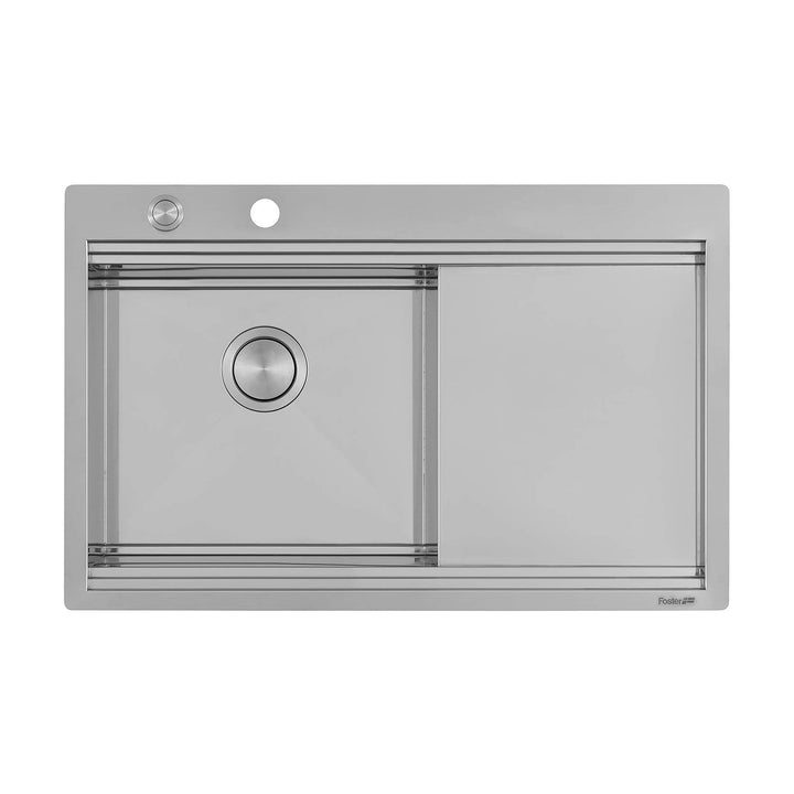80cm Milanello Workstation Sinks - Top Mounted Or Flush Mounted -  Left Or Right Bowl Options