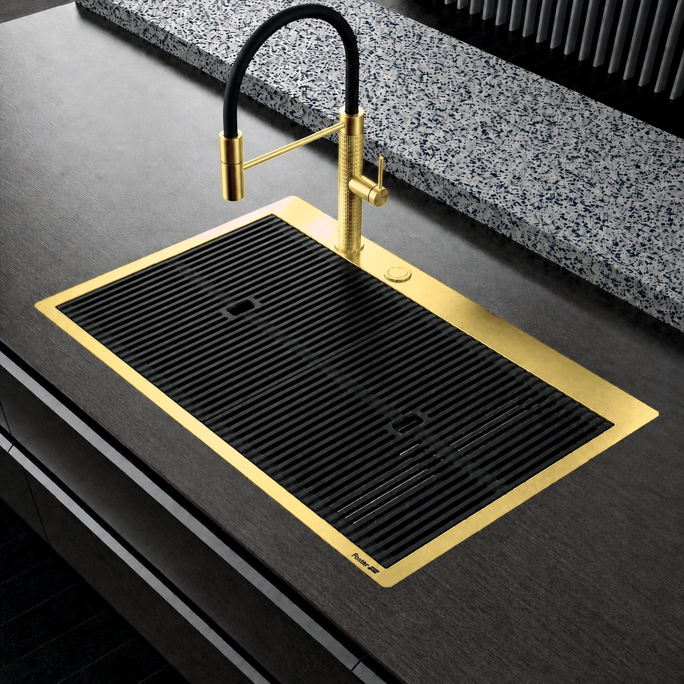 80cm top mounted milano sink gold with the two drainer boards and the milano luxury gold mixer tap