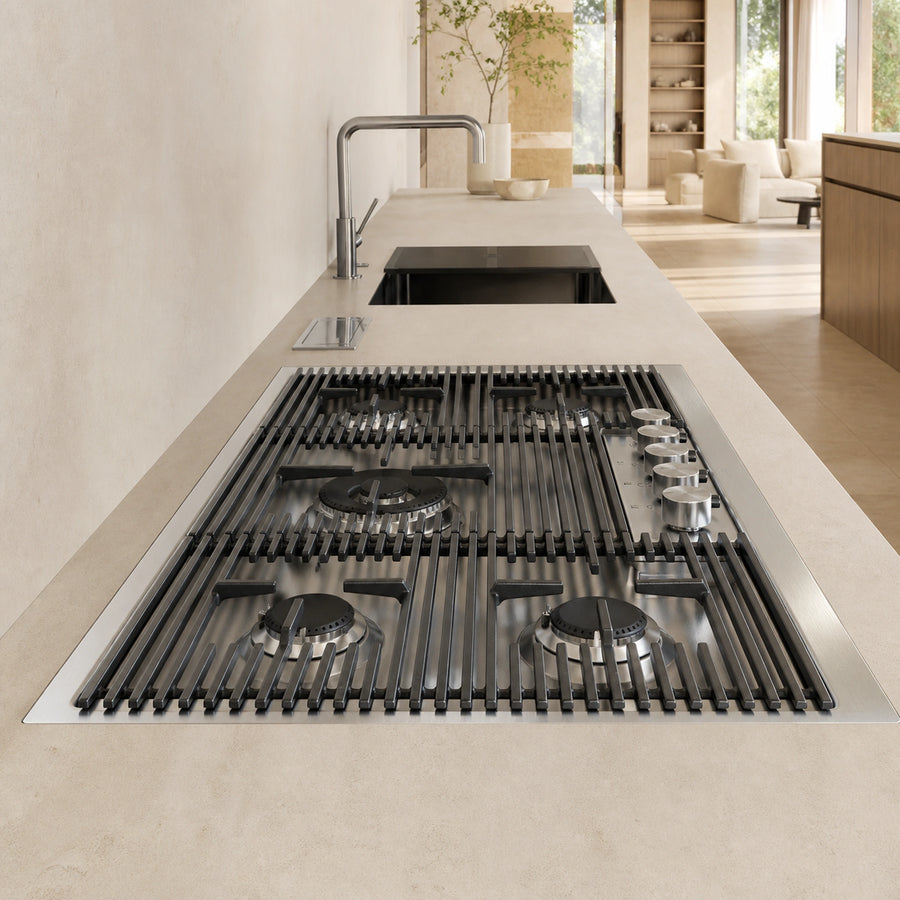 80cm Milano stainless steel gas hob with Milano under mount sink and tap