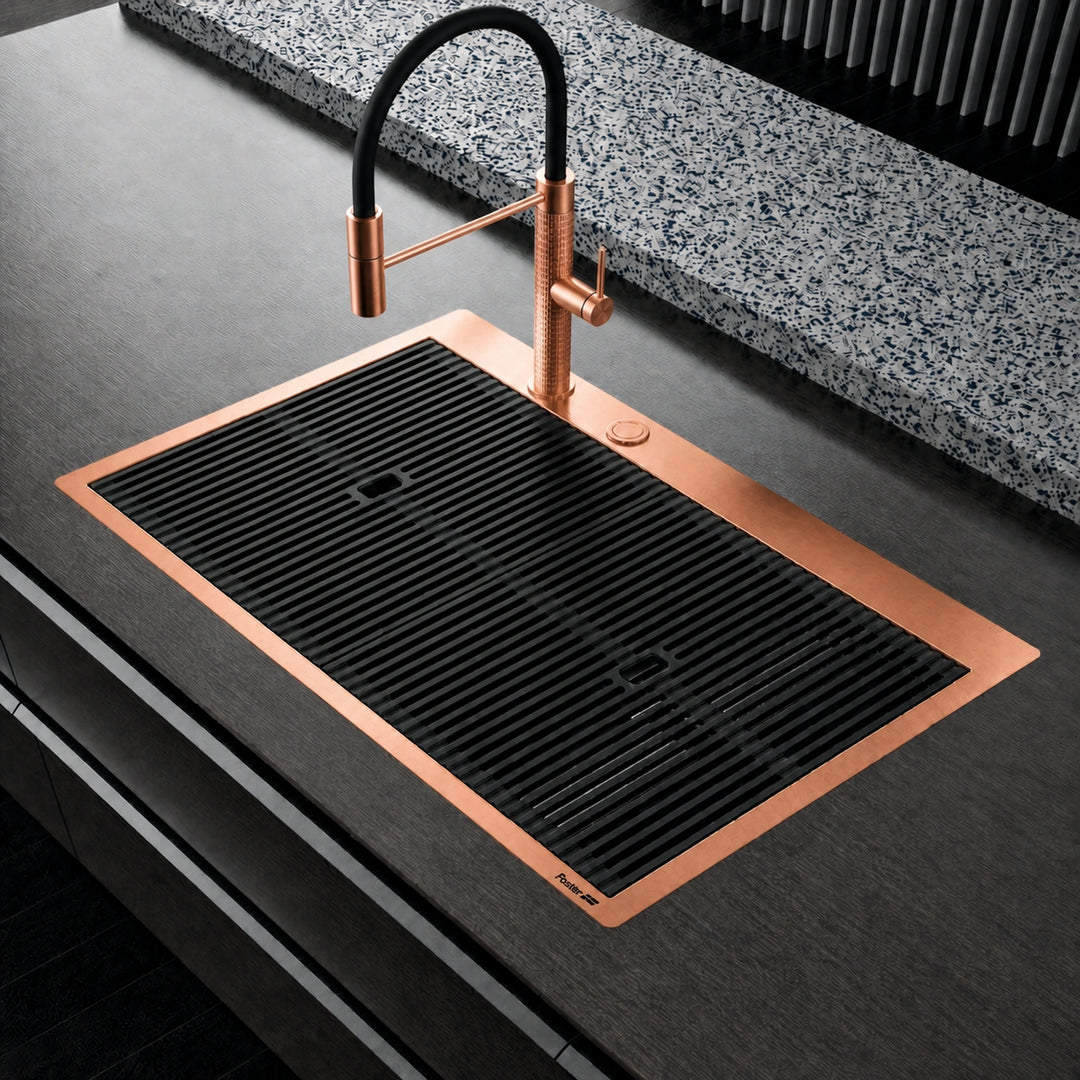 Milano under mounted 80cm luxury sink with the milano mixer tap copper