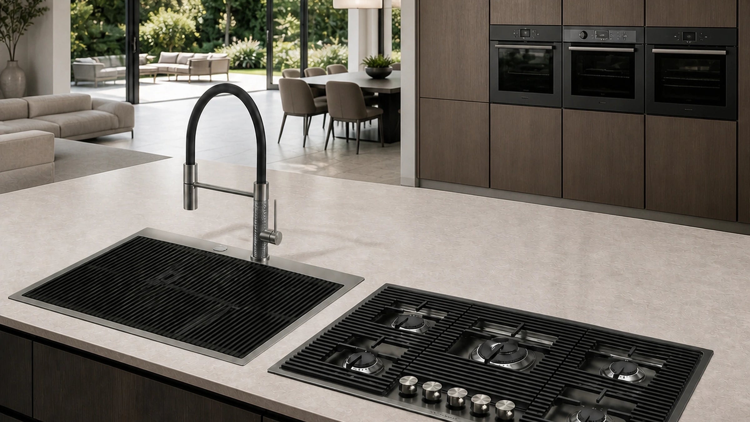 Luxury Foster Milanello undermount workstation sink with AISI 304 stainless steel, sliding accessories