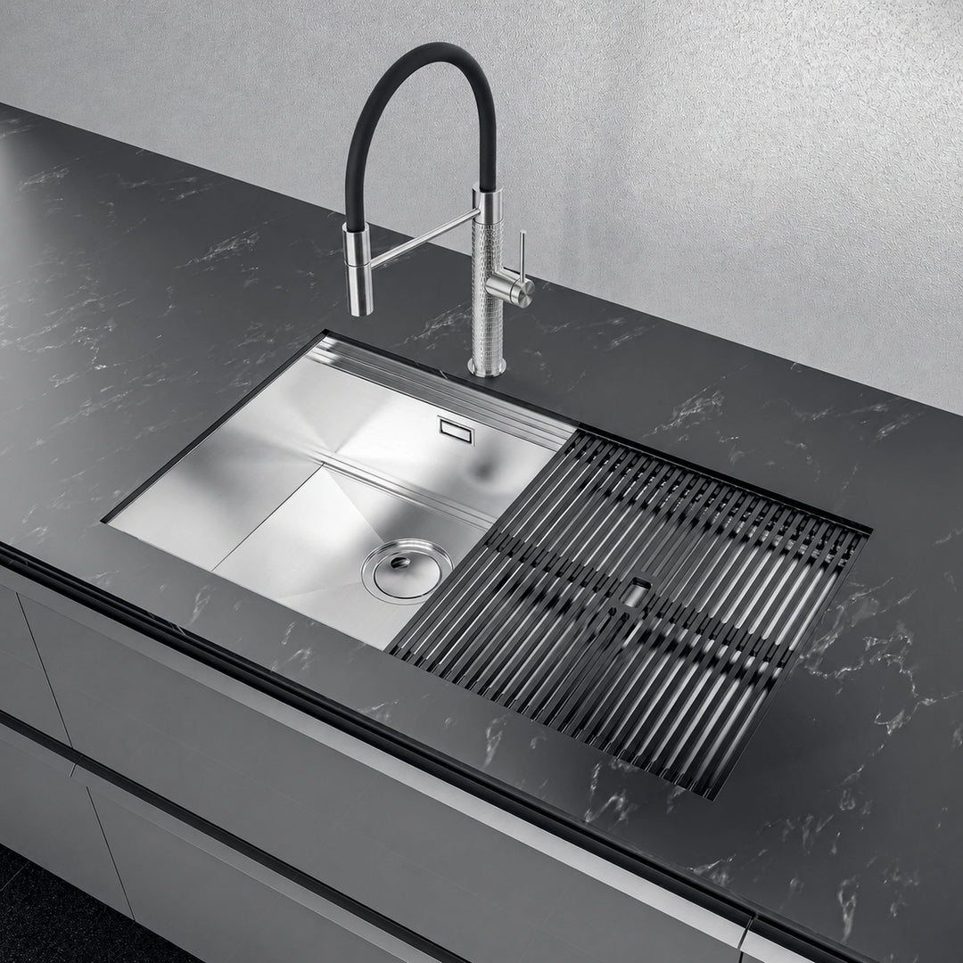 Milano under mounted 80cm luxury sink with the milano mixer tap stainless steel