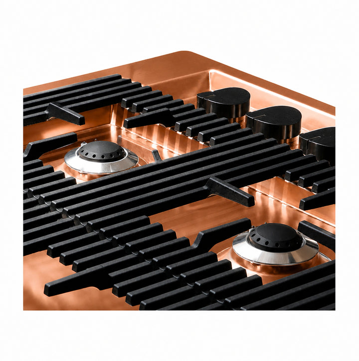 87cm - Milano Lusso 5-Burner Gas Hobs Gold - Copper - Gun Metal - Stainless - Flush Knobs