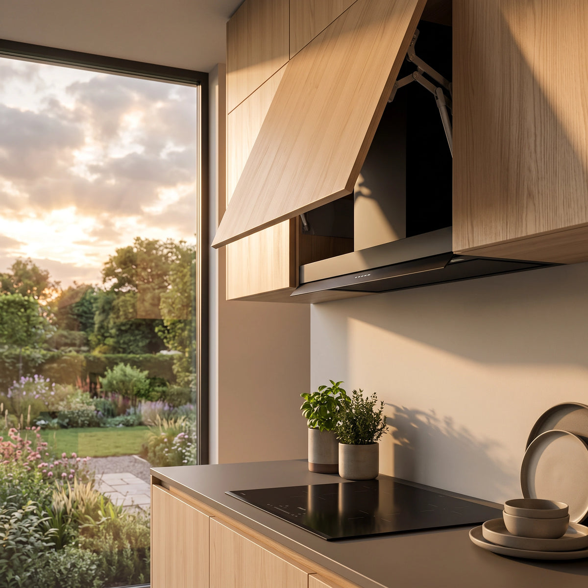 86cm built in canopy cooker hood with none condensation technology matt black