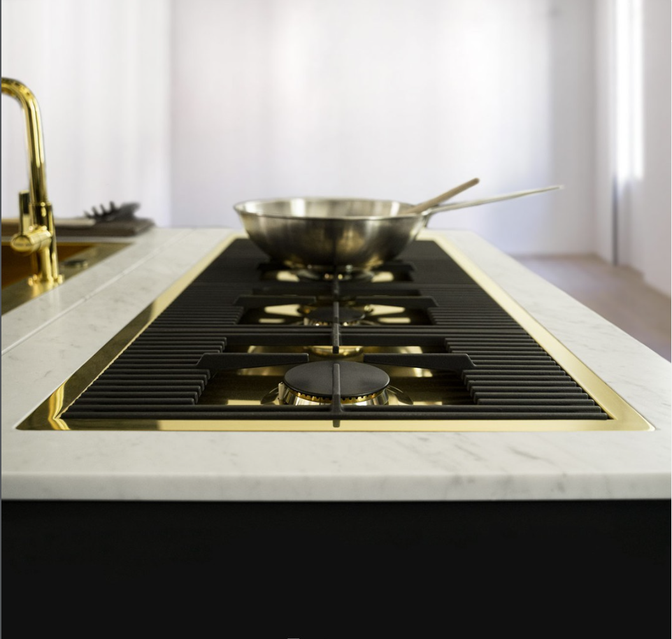 Gold PVD flush fit Gas Hob