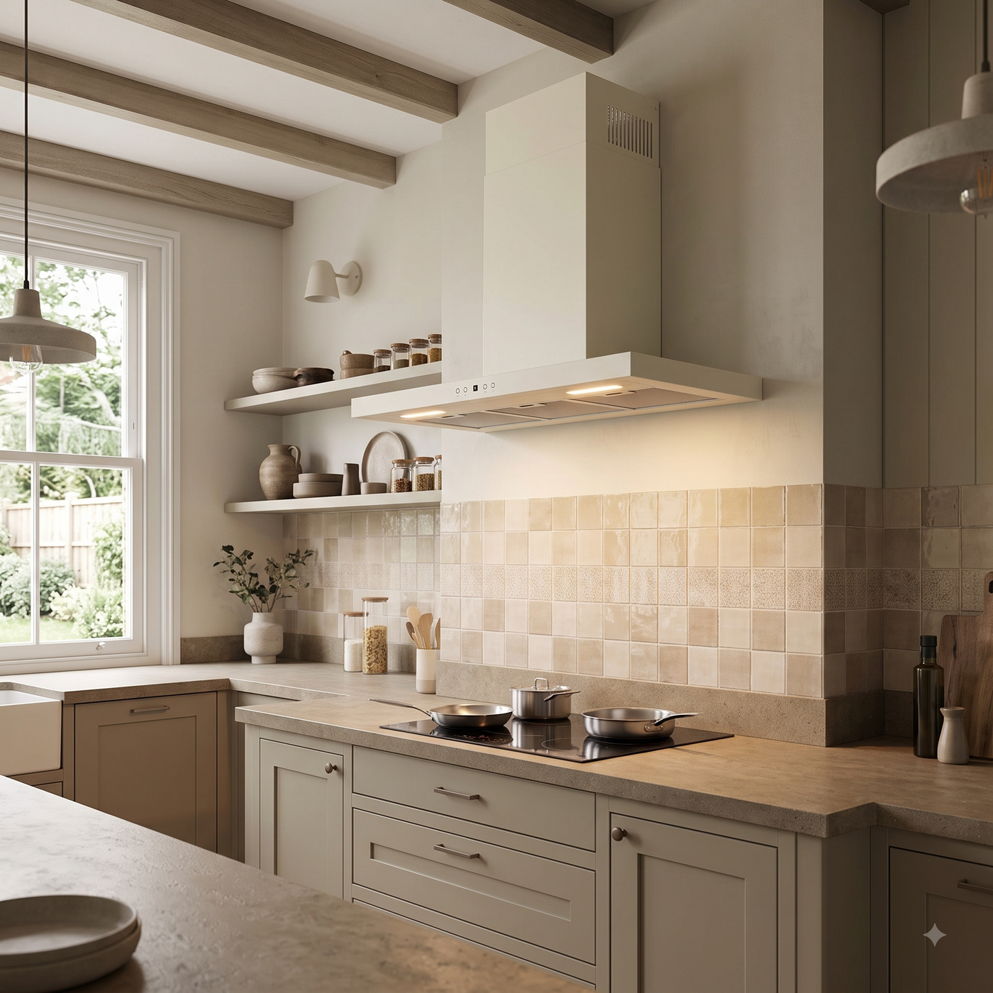 The 90cm moda in Stunning Cashmere wall mounted cooker hood