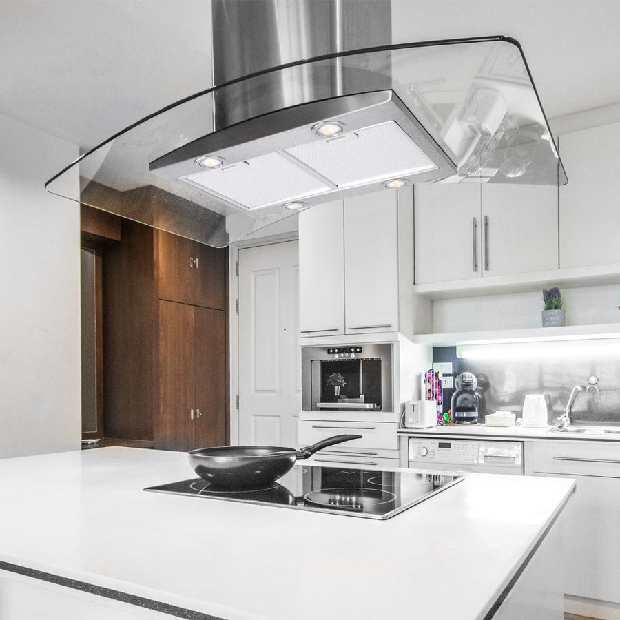 Curved Glass - Island Cooker Hood - Luxair Cooker Hoods Limited