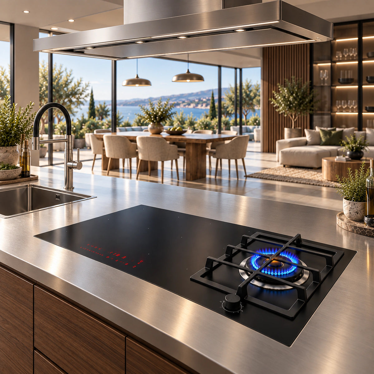 90cm - Hybrid Gas and Induction Hob with Wok Burner - Image 6