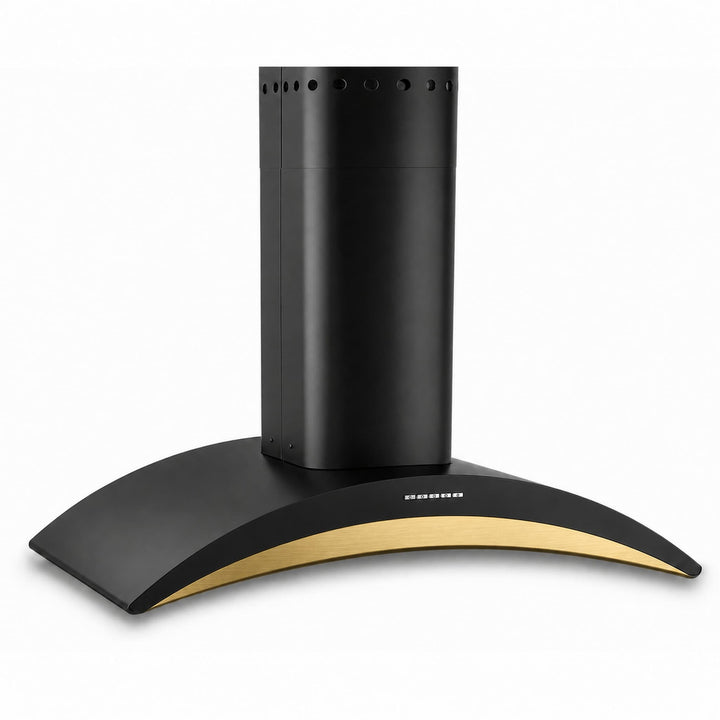 90cm kitchen island cooker hood with gold PVD steel and powerful motor