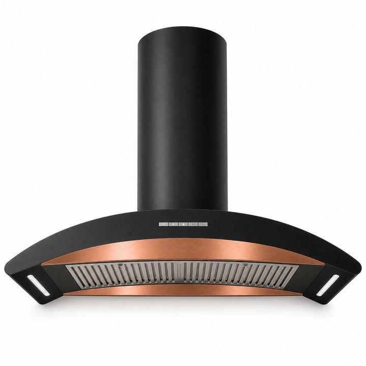 90cm kitchen island cooker hood with copper PVD steel and powerful motor