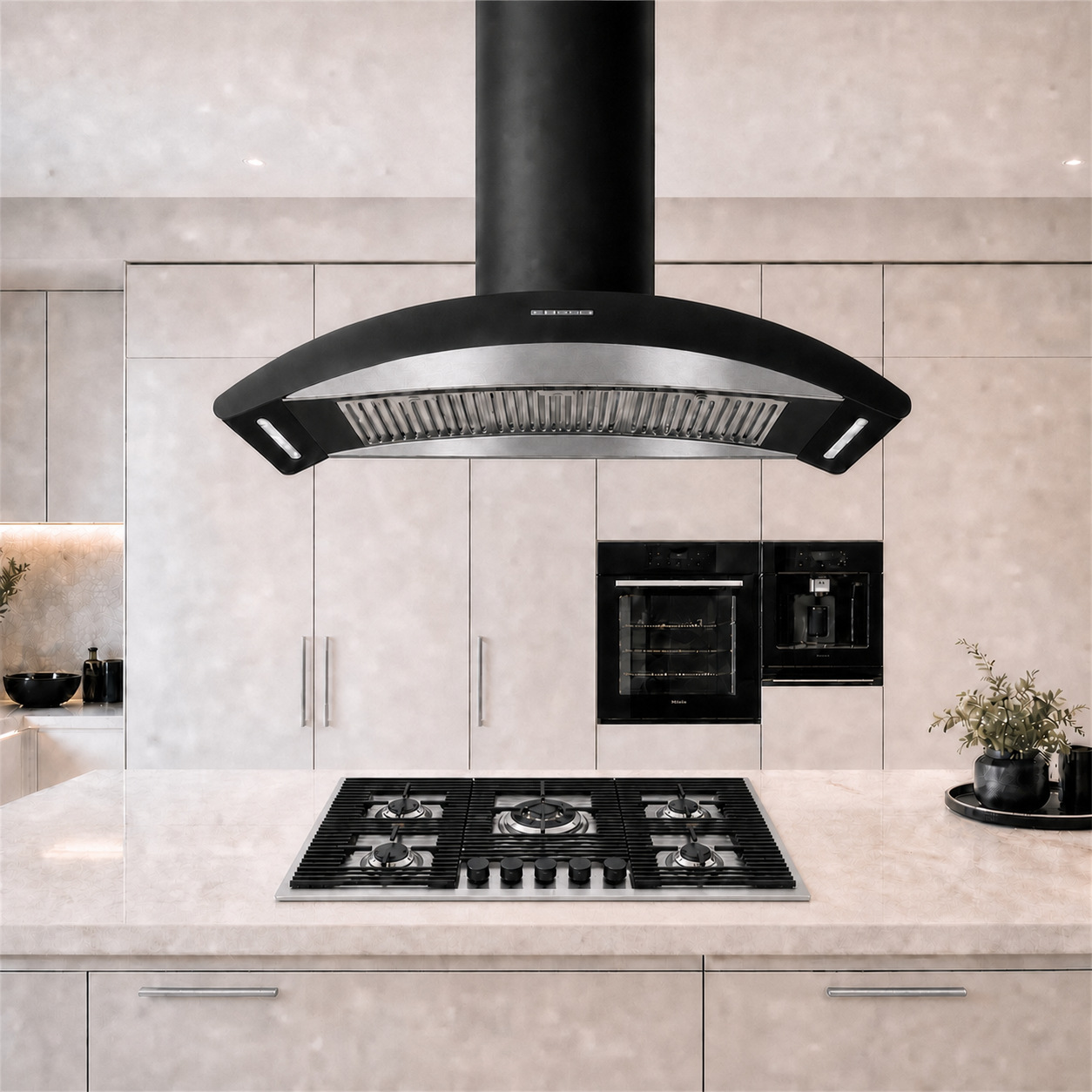 90cm island cooker hood with new brushed Stainless steel fascia - powerful motor easy install 