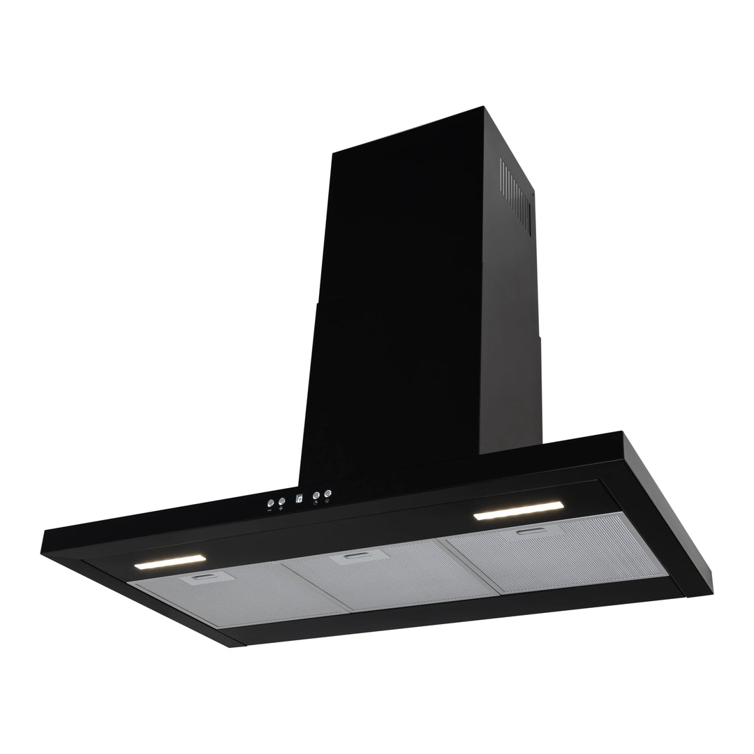 90cm wall mounted cooker hood black with brushless motor