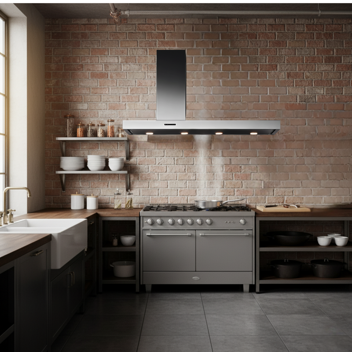 150cm professional wall mounted cooker hood stainless steel with 110cm range cooker