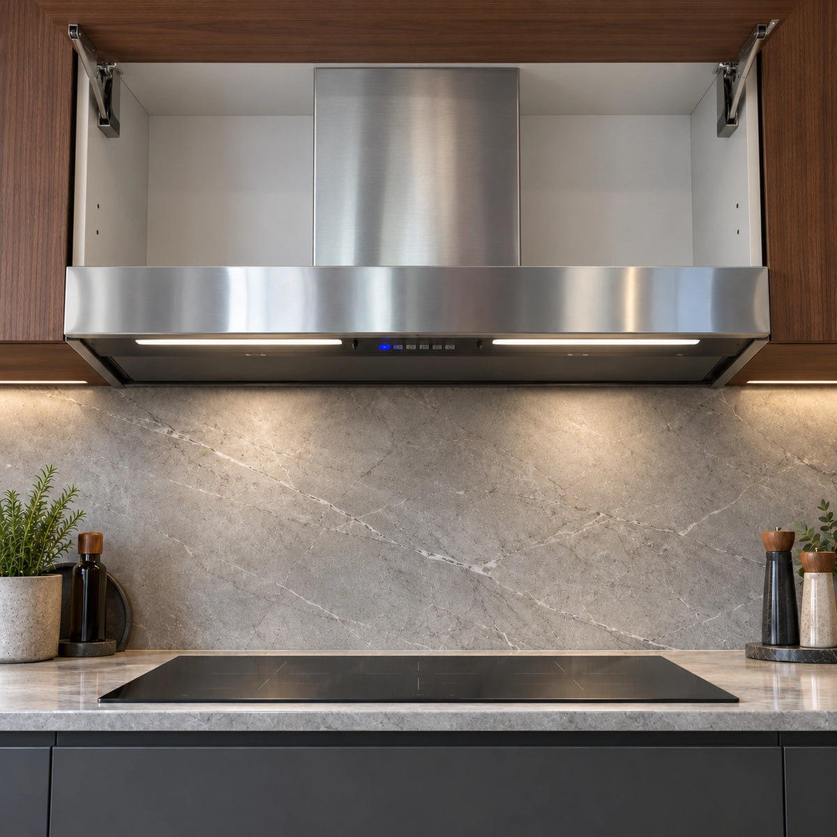 115cm induction hob friendly none drip steam technology canopy cooker hood stainless