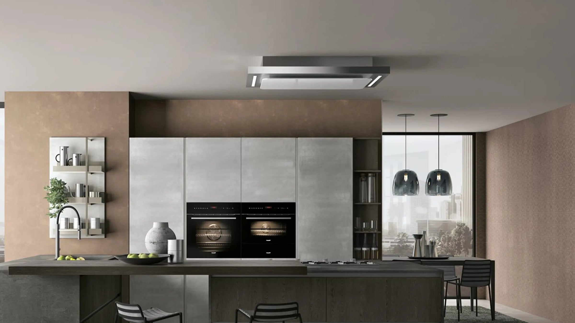 recirculating ceiling cooker hood collection stainless steel and white  