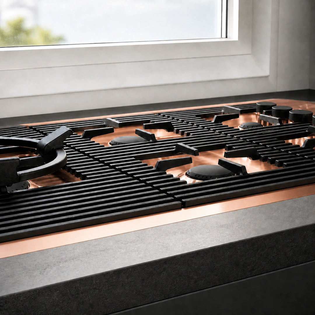 87cm - Milano Lusso 5-Burner Gas Hobs Gold - Copper - Gun Metal - Stainless - Flush Knobs