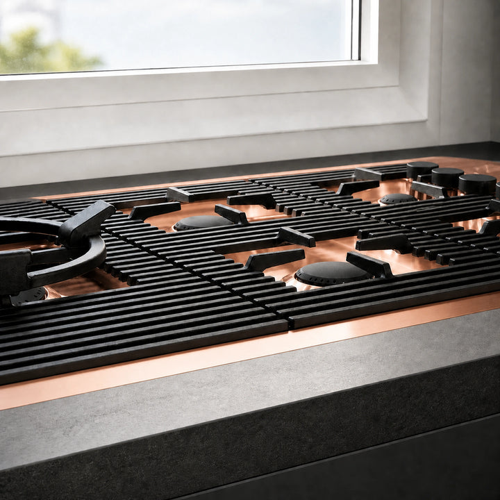 87cm - Milano Lusso 5-Burner Gas Hobs Gold - Copper - Gun Metal - Stainless - Flush Knobs